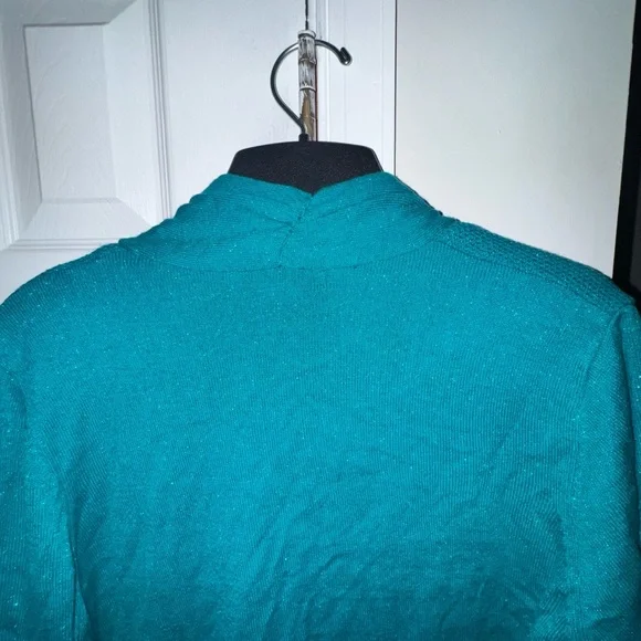 Sag Harbor Women's Size L Teal Sequin Knit Open Cardigan with Camisole NWT - Picture 14 of 15